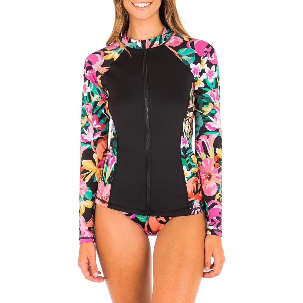 Hurley Womens Rash Guard TopRash Guard Shirt(Floral Pop)