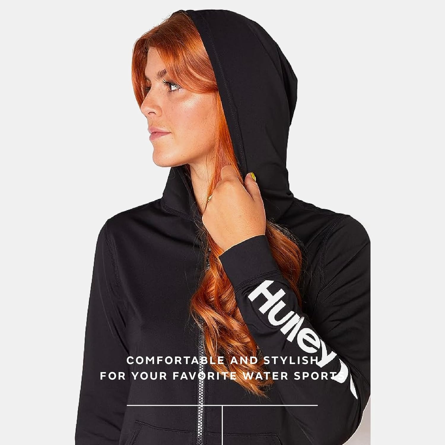 Hurley Women’s Hoodie Zip Rashguard(Black)