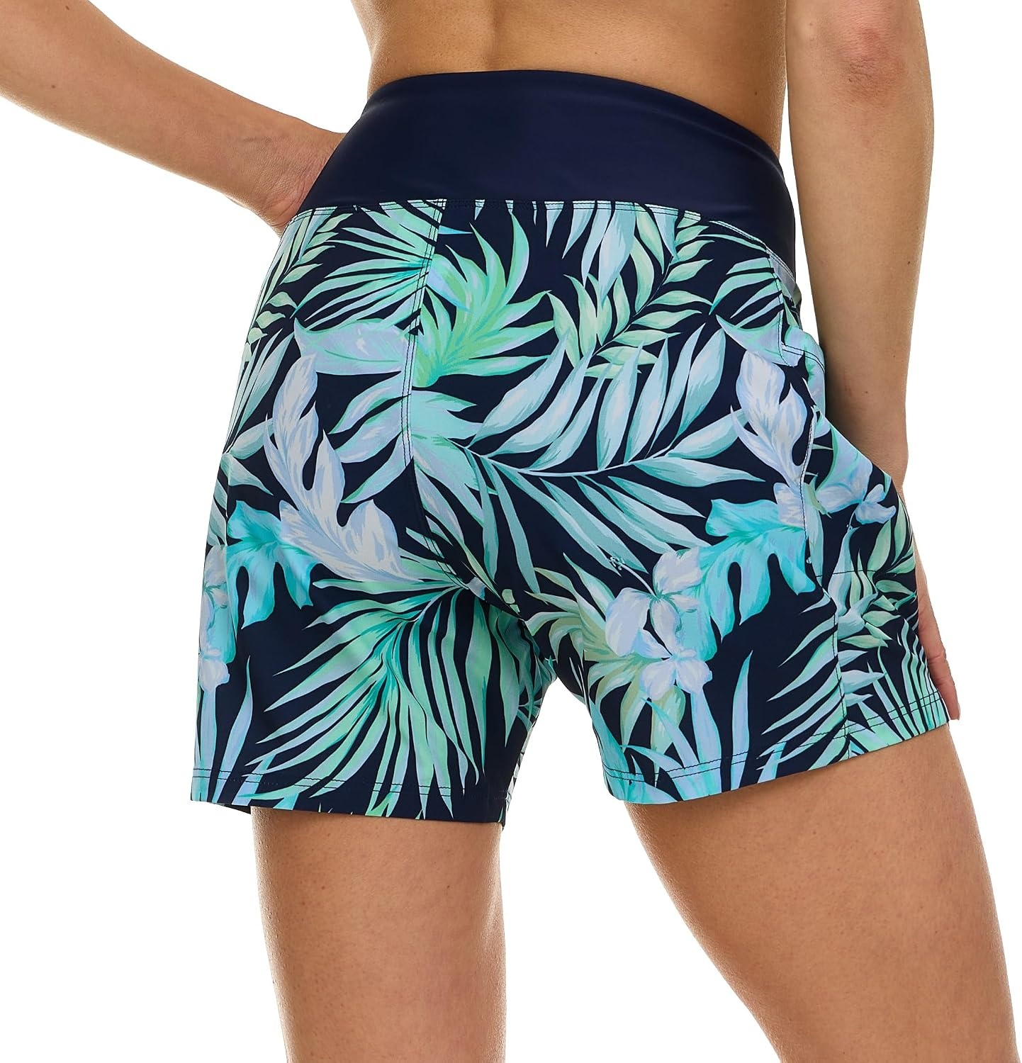 Hurley 5″/7″ High Waisted Swim Shorts Women, Board Shorts with Pockets & Inner Liner, Quick Dry Swim Trunk, UPF 50+(Blue Multi)