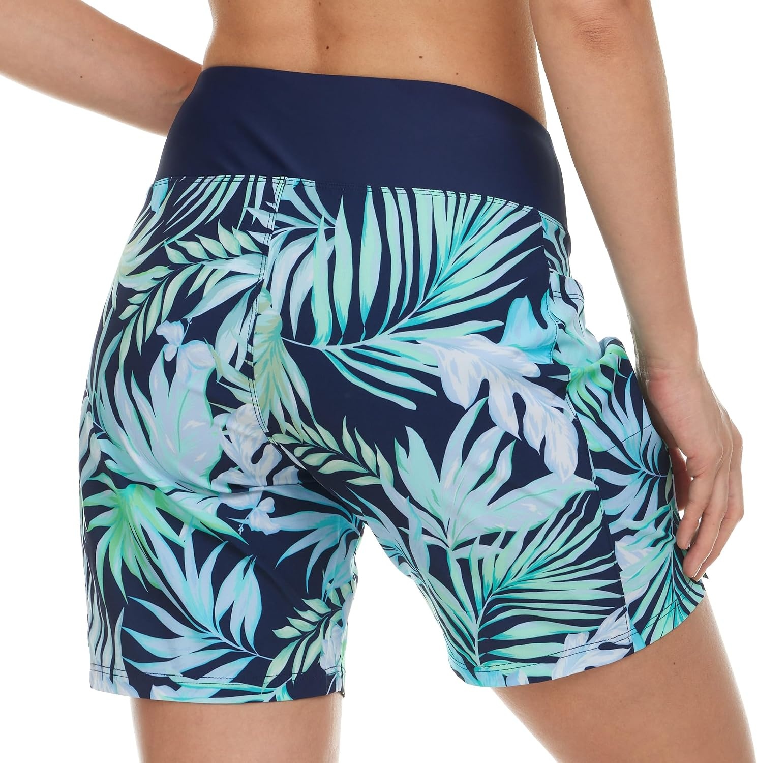 Hurley 5″/7″ High Waisted Swim Shorts Women, Board Shorts with Pockets & Inner Liner, Quick Dry Swim Trunk, UPF 50+(Blue Multi)