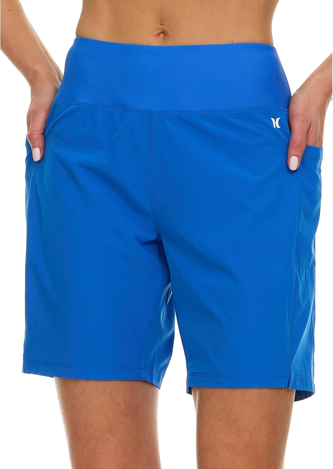 Hurley 5″/7″ High Waisted Swim Shorts Women, Board Shorts with Pockets & Inner Liner, Quick Dry Swim Trunk, UPF 50+(Oasis)