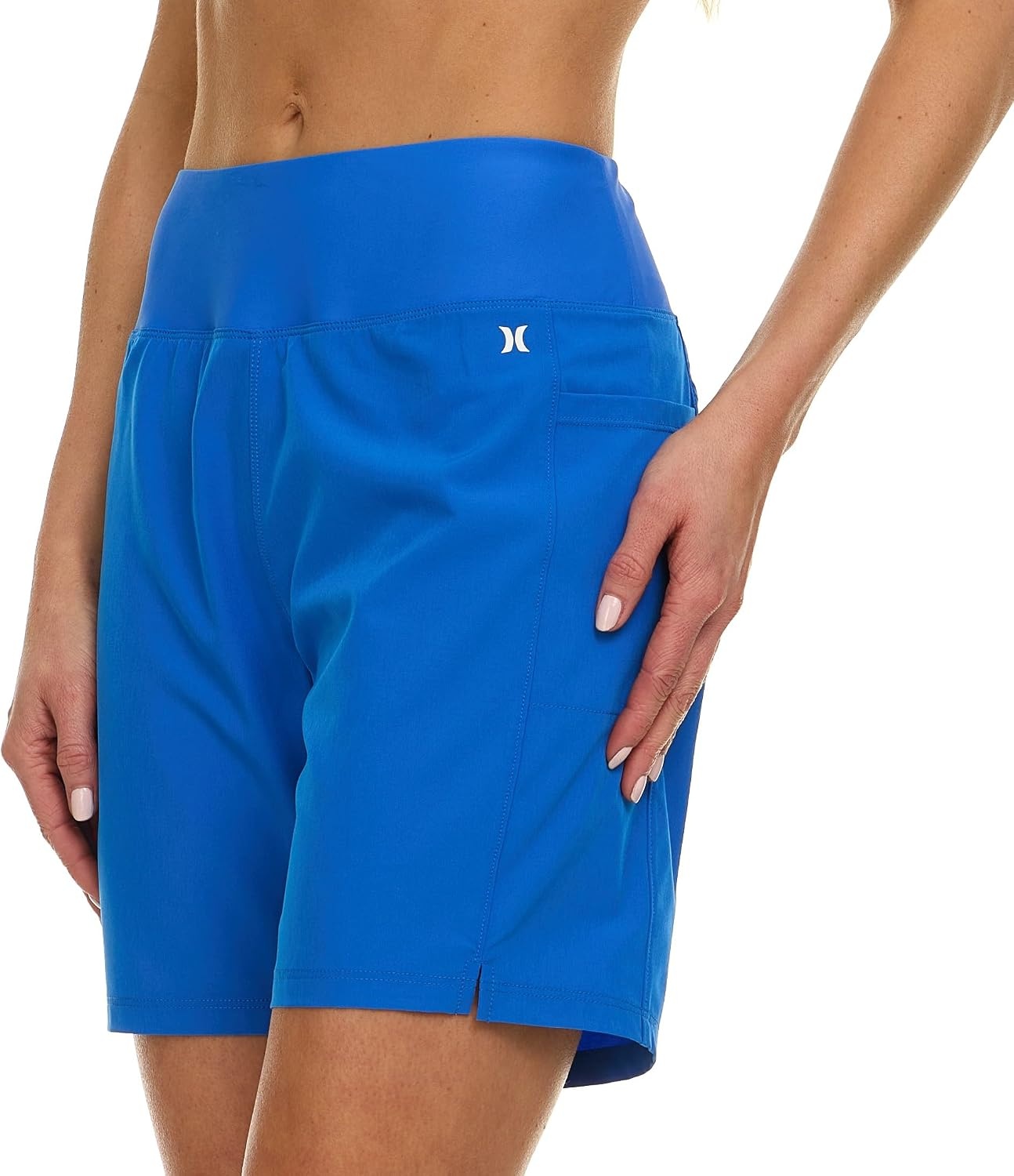 Hurley 5″/7″ High Waisted Swim Shorts Women, Board Shorts with Pockets & Inner Liner, Quick Dry Swim Trunk, UPF 50+(Oasis)