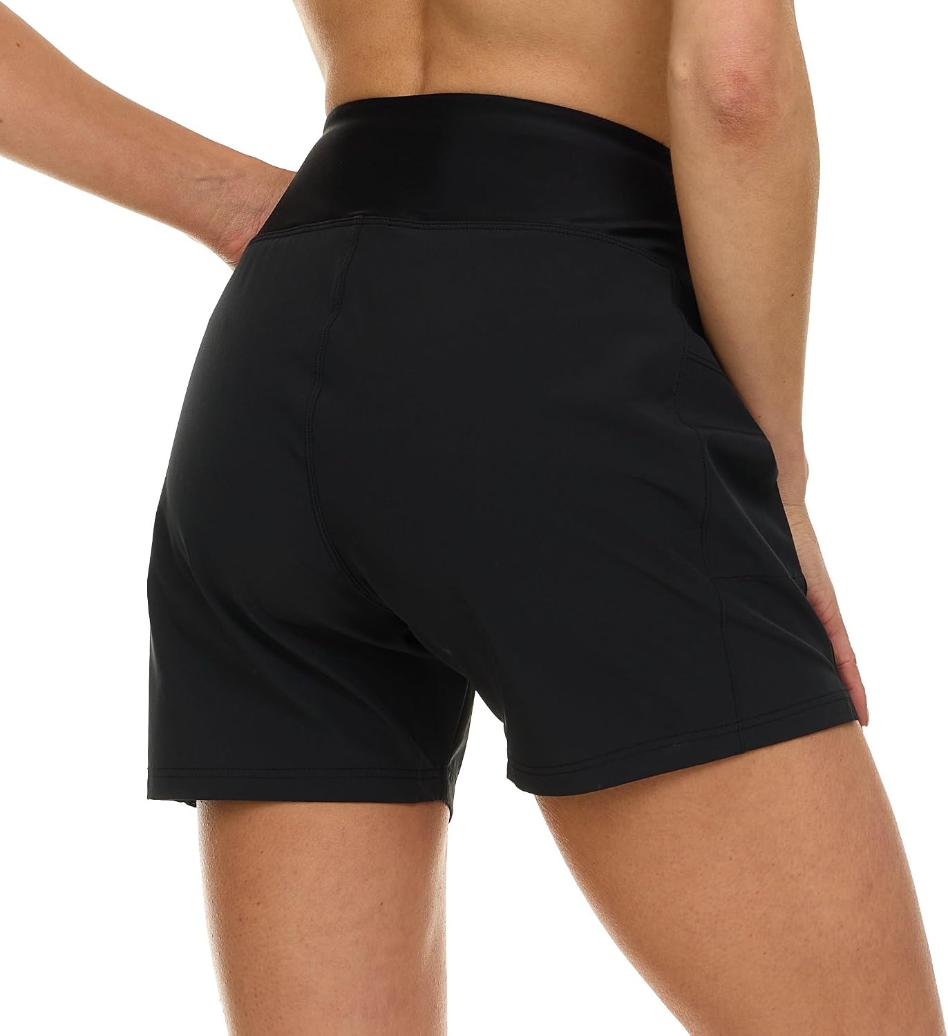 Hurley 5″/7″ High Waisted Swim Shorts Women, Board Shorts with Pockets & Inner Liner, Quick Dry Swim Trunk, UPF 50+(Black)