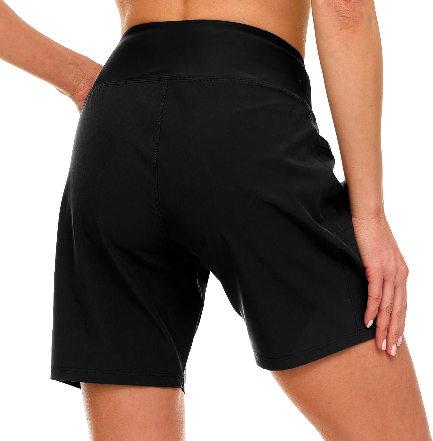 Hurley 5″/7″ High Waisted Swim Shorts Women, Board Shorts with Pockets & Inner Liner, Quick Dry Swim Trunk, UPF 50+(Black)