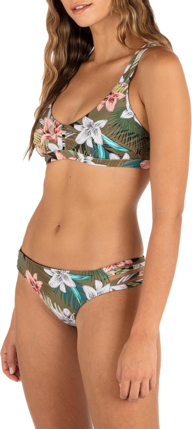 Hurley Women’s Standard Bikini Surf Top(Vintage Palm)
