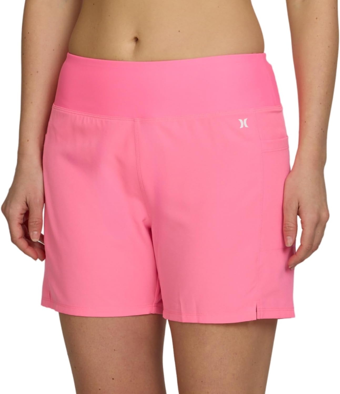 Hurley 5″/7″ High Waisted Swim Shorts Women, Board Shorts with Pockets & Inner Liner, Quick Dry Swim Trunk, UPF 50+(Bubblepink)
