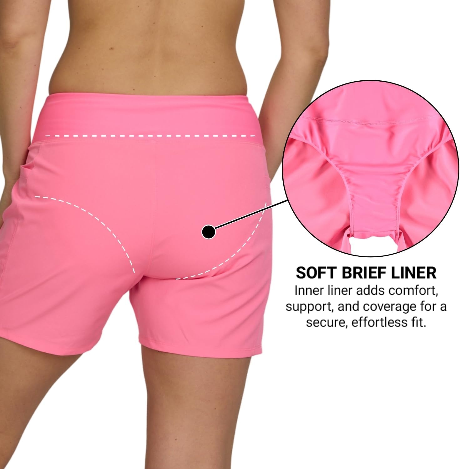 Hurley 5″/7″ High Waisted Swim Shorts Women, Board Shorts with Pockets & Inner Liner, Quick Dry Swim Trunk, UPF 50+(Bubblepink)