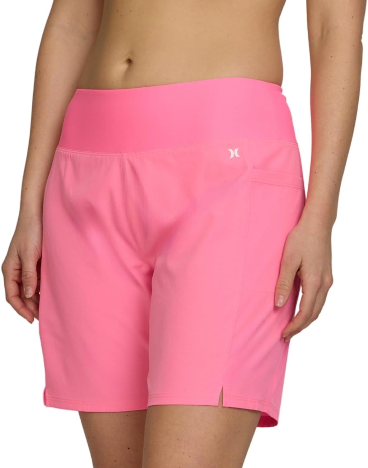 Hurley 5″/7″ High Waisted Swim Shorts Women, Board Shorts with Pockets & Inner Liner, Quick Dry Swim Trunk, UPF 50+(Bubblepink)