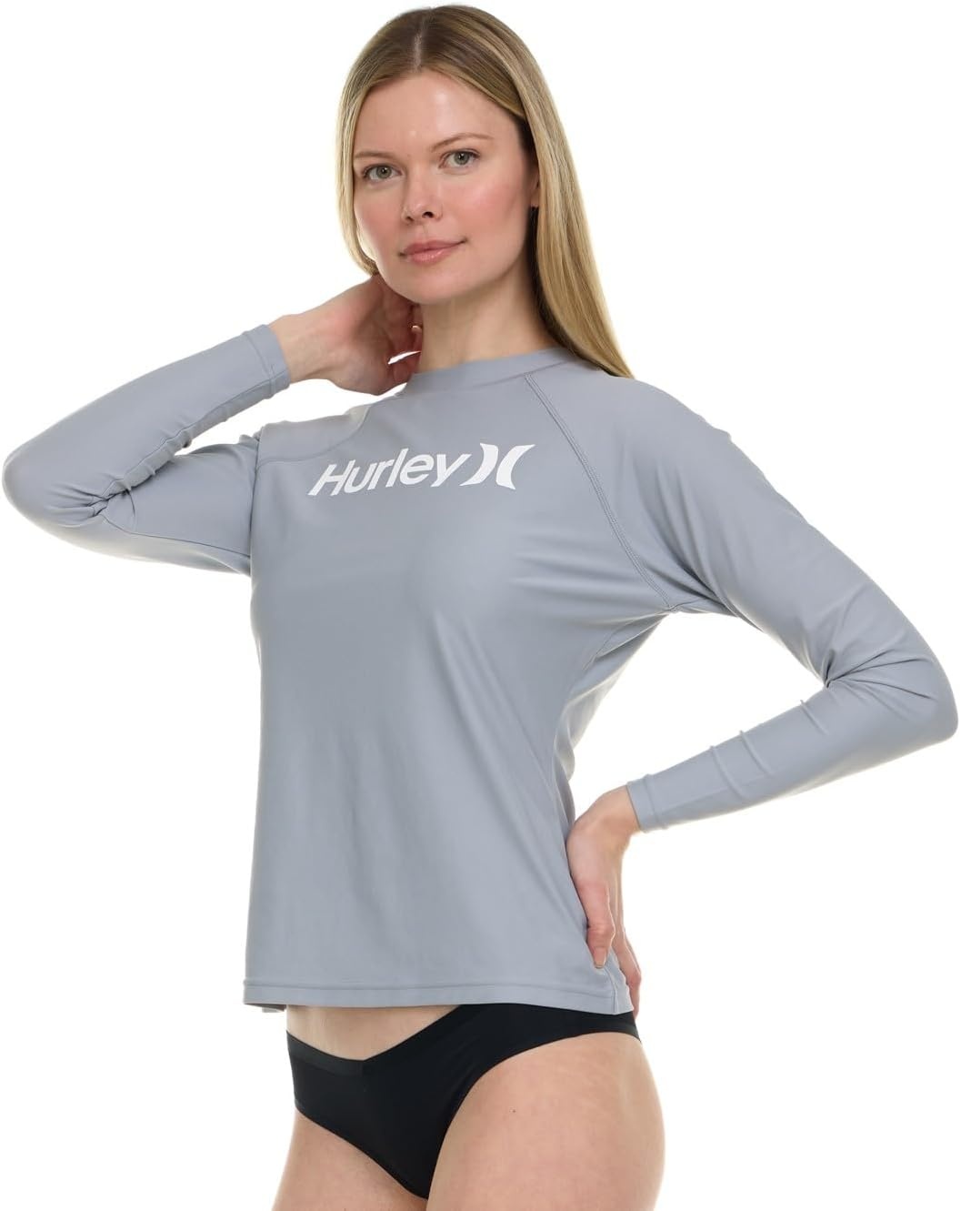 Hurley Rash Guard for Women, Womens Rash Guard Long Sleeve Shirts, Rashguard Swim Shirt Women UPF 50+ SPF & UV Protection(Silver)