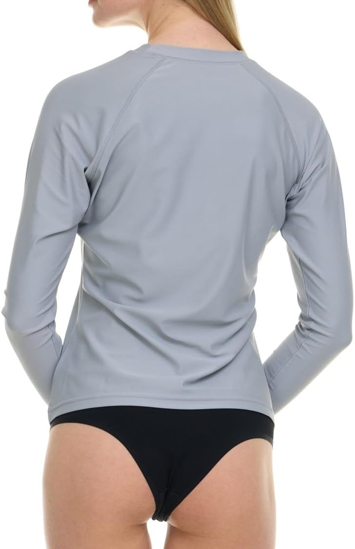 Hurley Rash Guard for Women, Womens Rash Guard Long Sleeve Shirts, Rashguard Swim Shirt Women UPF 50+ SPF & UV Protection(Silver)