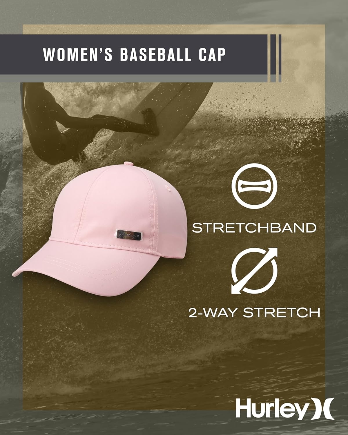 Hurley Women’s Baseball Cap – Casual Snap-Back Curved Trucker Hats for Women – Classic One Size Womens’ Trucker Baseball Hat(Pink)