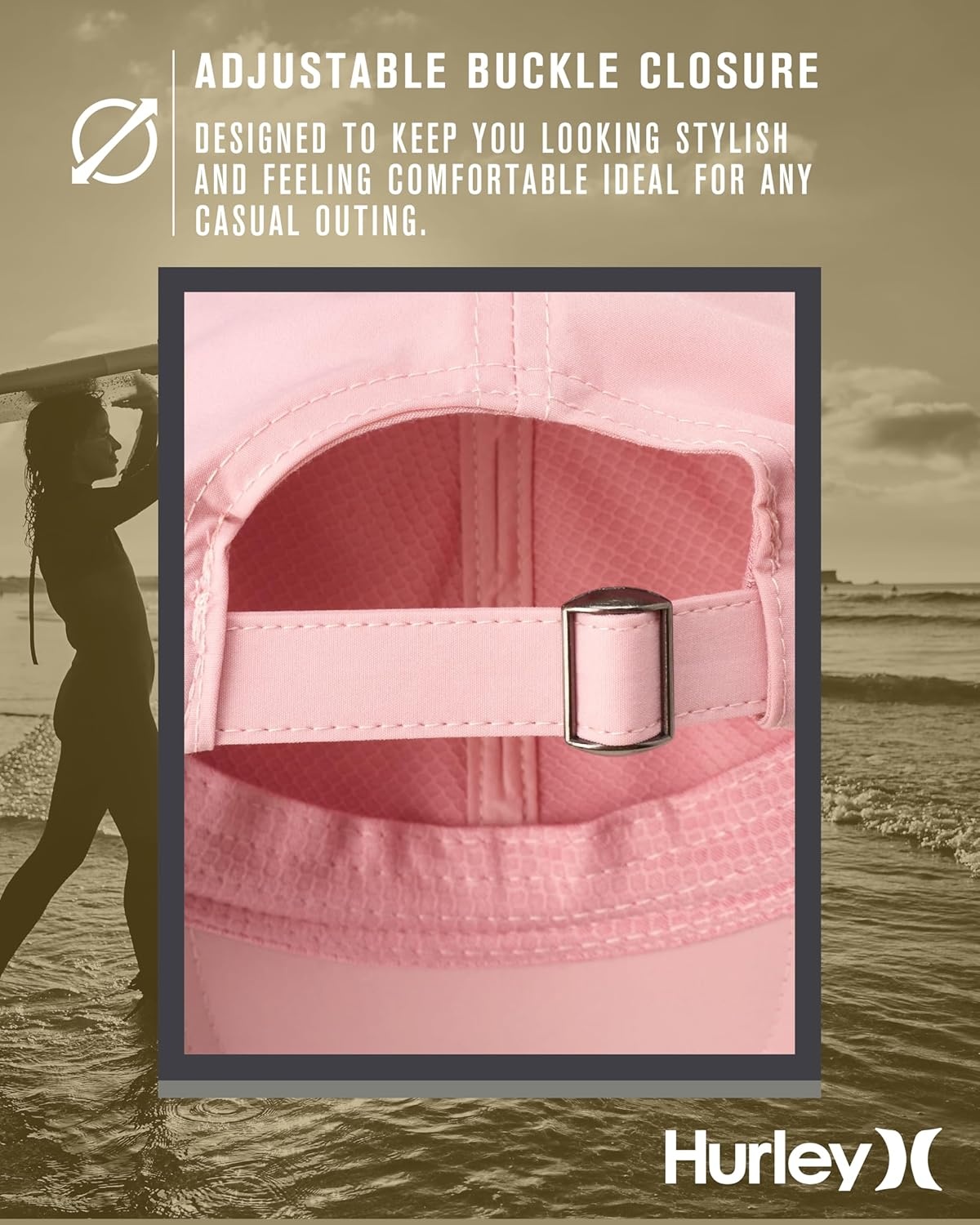 Hurley Women’s Baseball Cap – Casual Snap-Back Curved Trucker Hats for Women – Classic One Size Womens’ Trucker Baseball Hat(Pink)