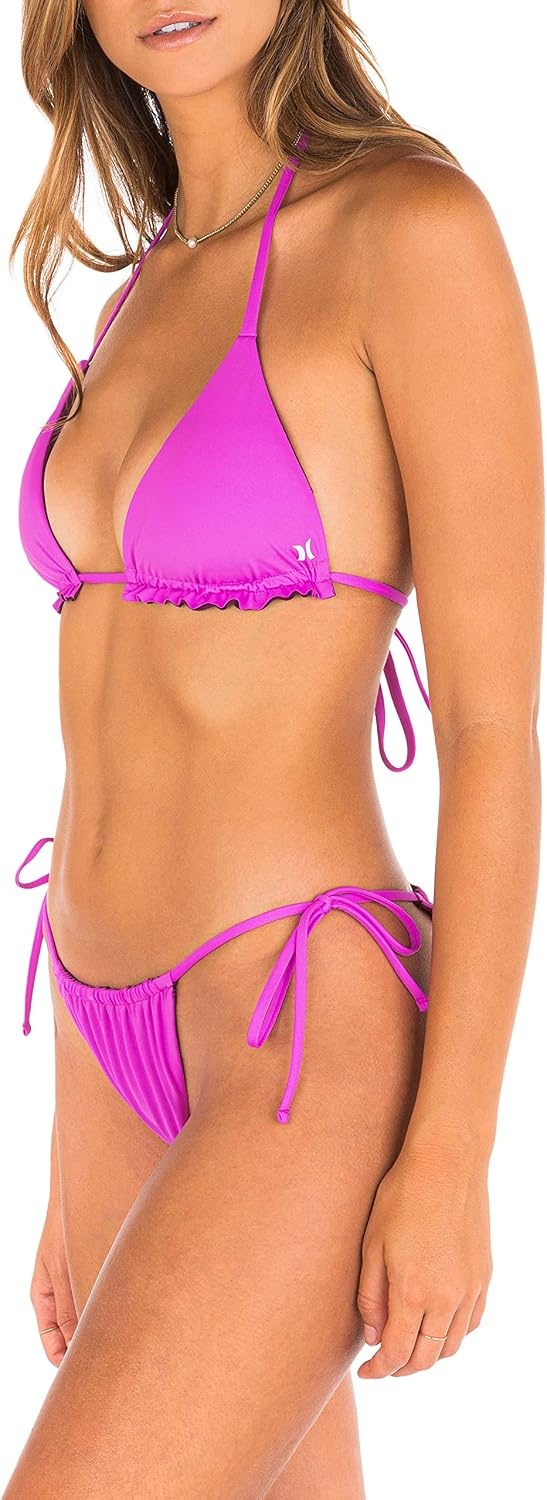 Hurley Women’s Slider Tie Side Cheeky Bottom(Fuchsia Reversible)