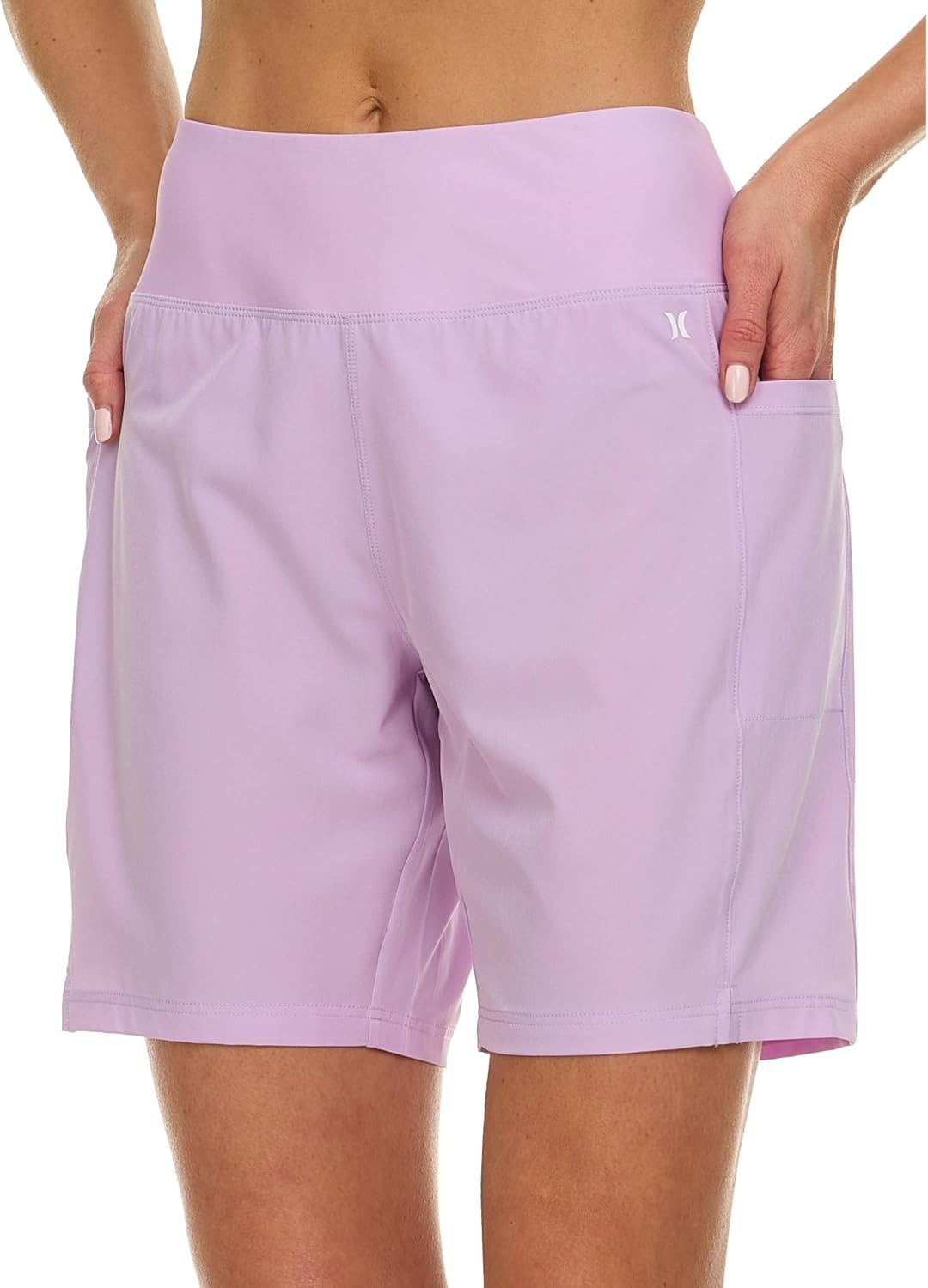 Hurley 5″/7″ High Waisted Swim Shorts Women, Board Shorts with Pockets & Inner Liner, Quick Dry Swim Trunk, UPF 50+(Lilac)