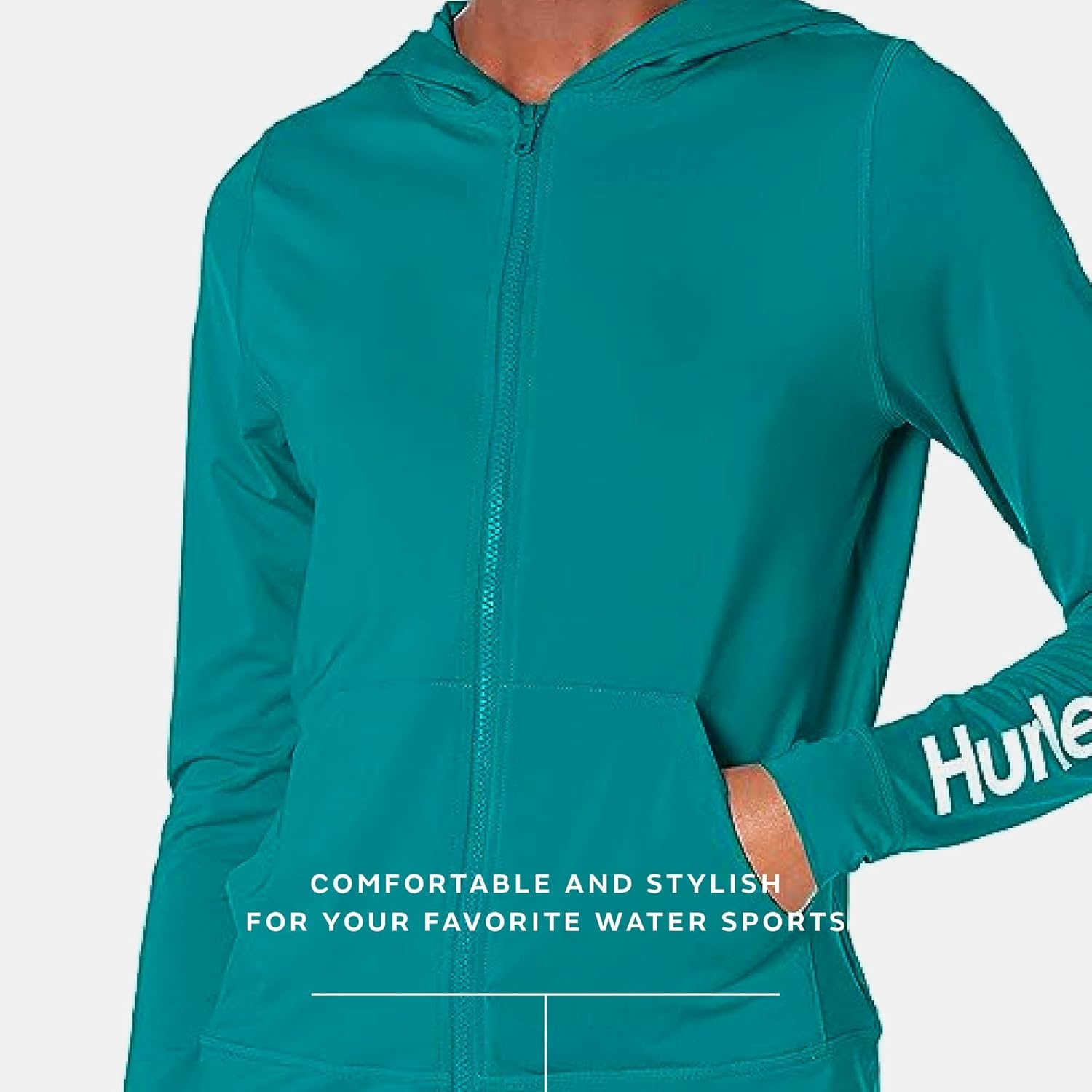Hurley Women’s Hoodie Zip Rashguard(Emerald)