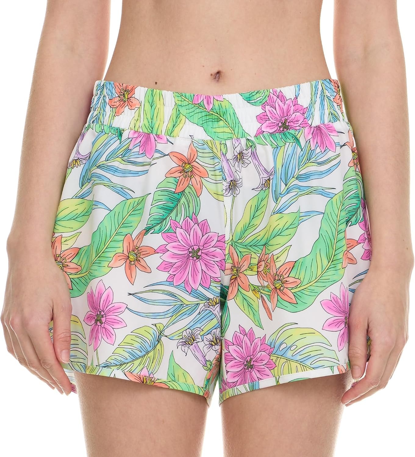 Hurley 5″ Swim Board Shorts for Women, Swim Shorts Women, Swimming Bottoms(White Multi)
