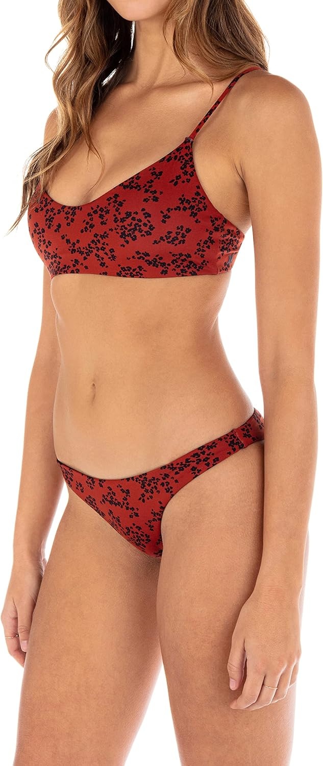 Hurley Women’s Moderate Bikini Bottom(Leopard Ditsy)