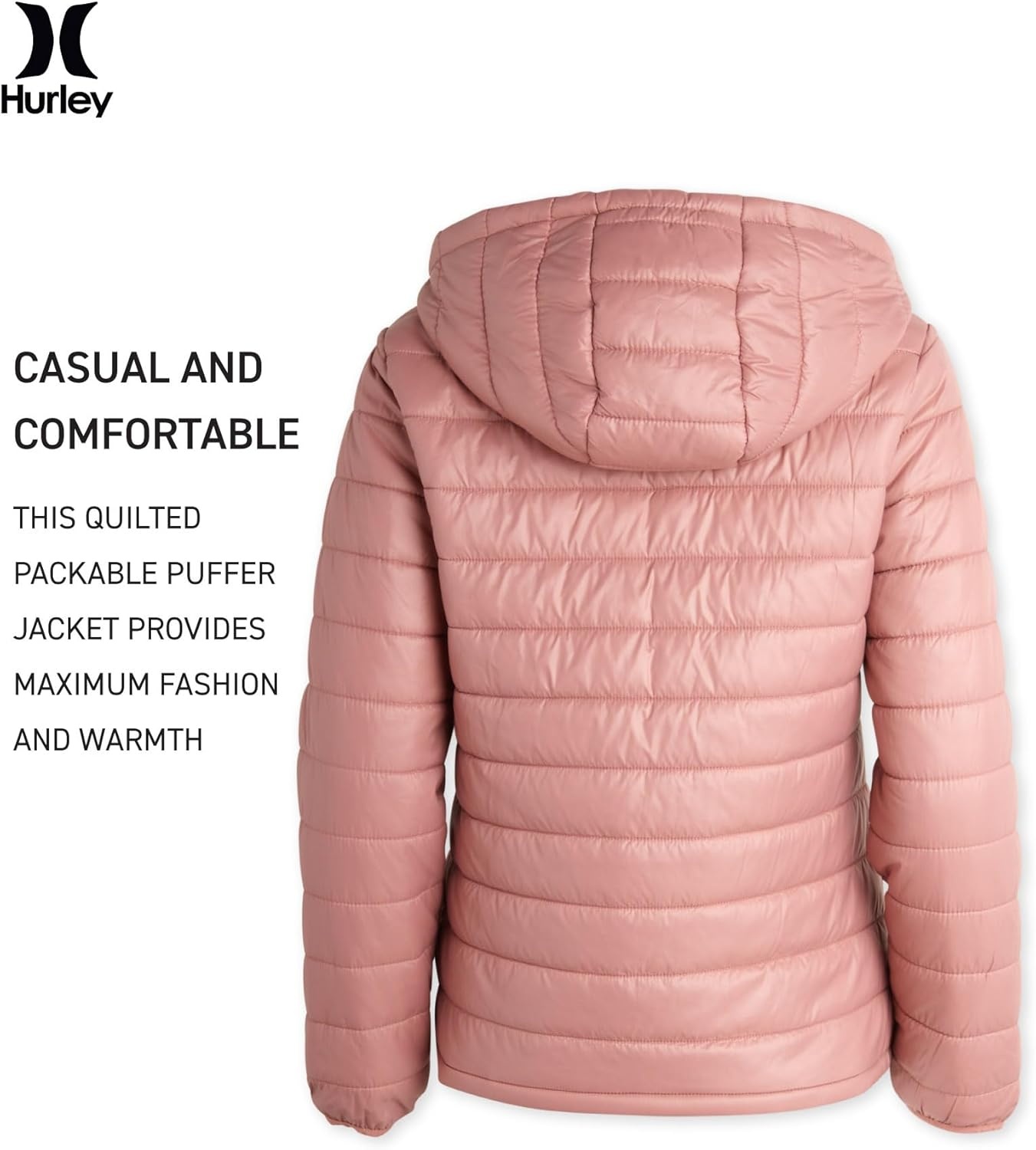Hurley Women’s Jacket – Lightweight Quilted Packable Puffer Coat – Warm Packable Coat for Women (S-XL)