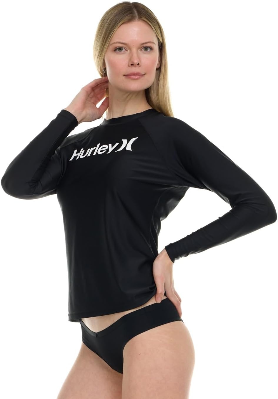 Hurley Rash Guard for Women, Womens Rash Guard Long Sleeve Shirts, Rashguard Swim Shirt Women UPF 50+ SPF & UV Protection(Black)