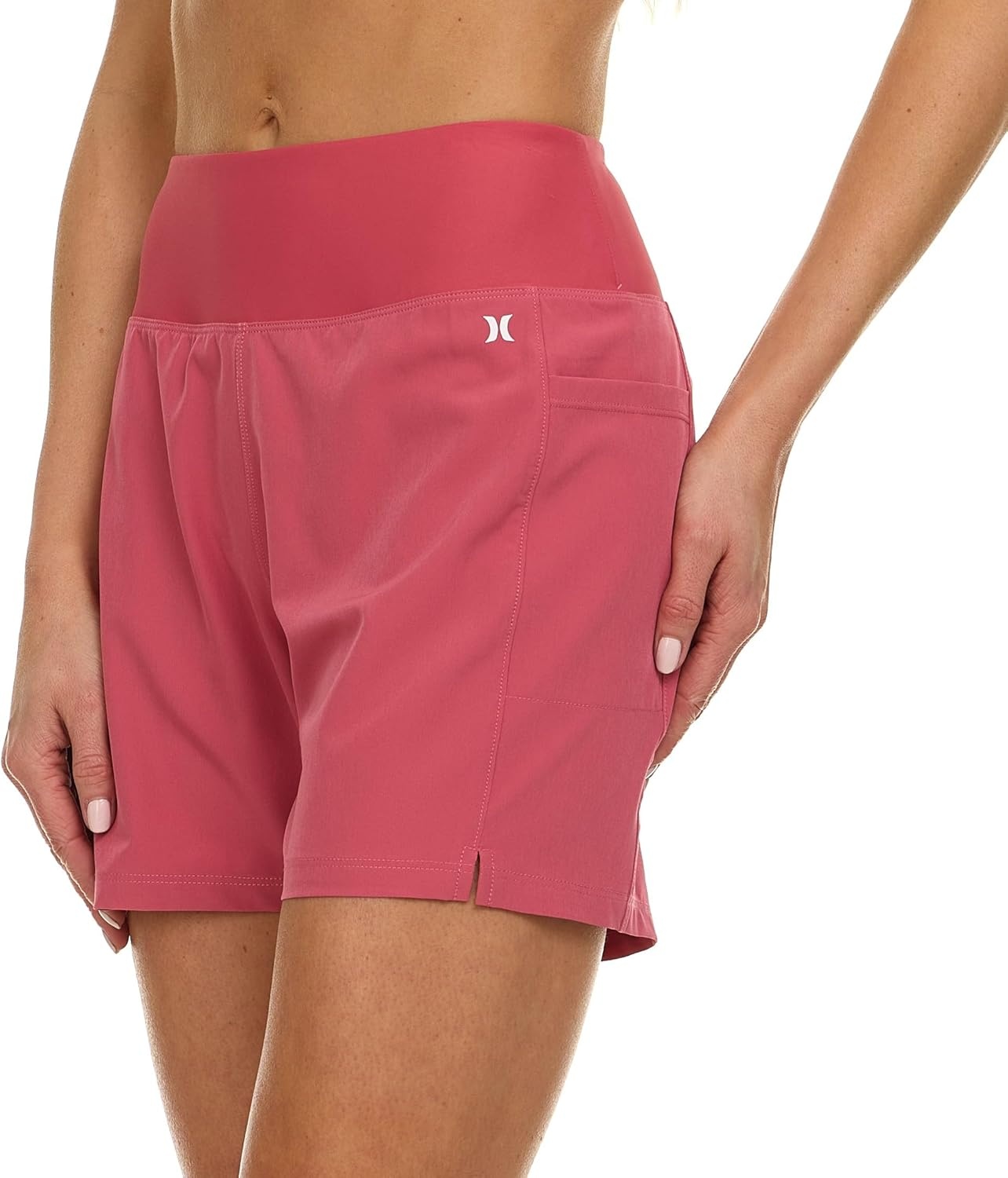 Hurley 5″/7″ High Waisted Swim Shorts Women, Board Shorts with Pockets & Inner Liner, Quick Dry Swim Trunk, UPF 50+(Cranberry)
