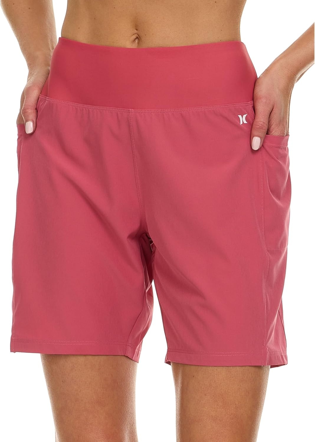 Hurley 5″/7″ High Waisted Swim Shorts Women, Board Shorts with Pockets & Inner Liner, Quick Dry Swim Trunk, UPF 50+(Cranberry)