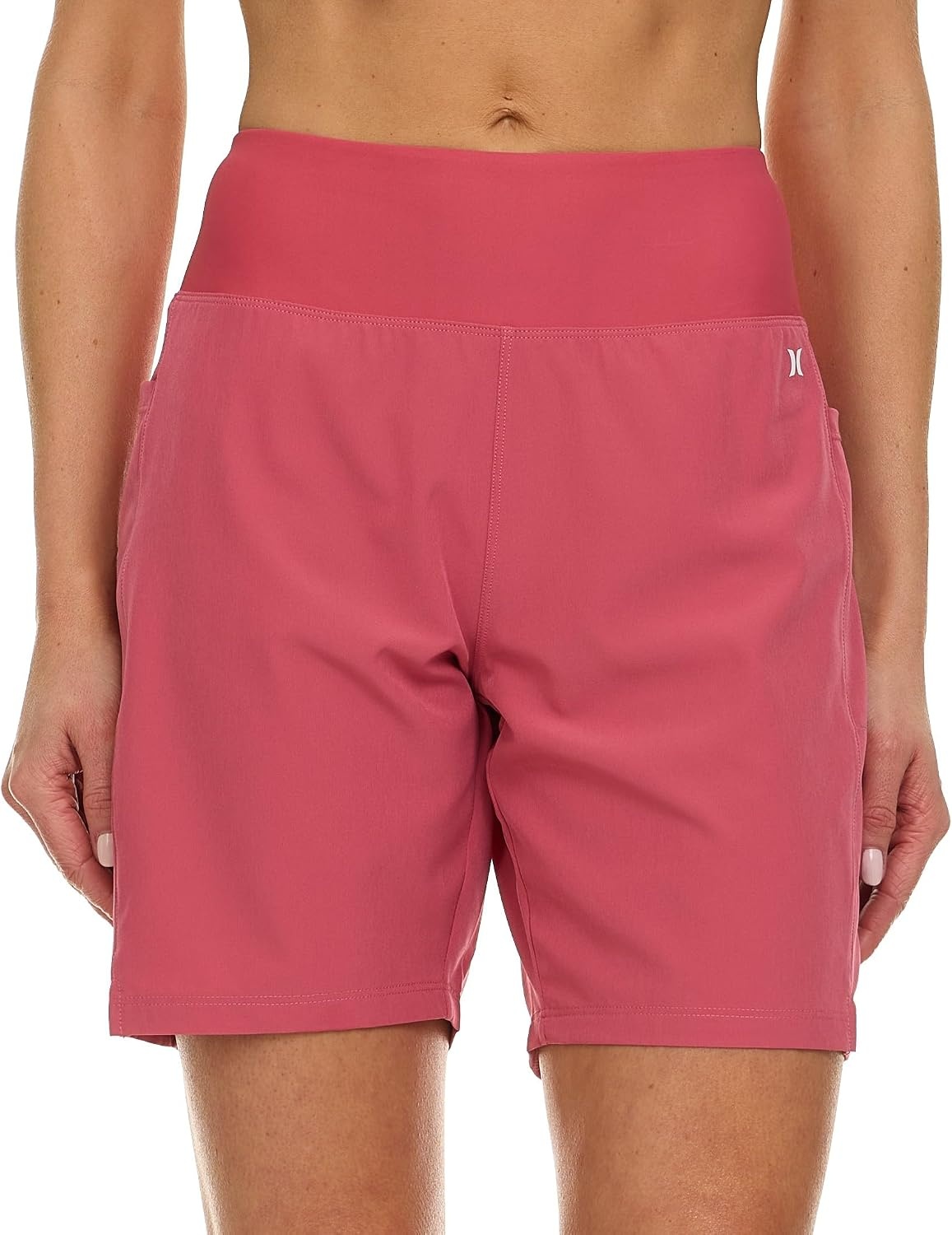 Hurley 5″/7″ High Waisted Swim Shorts Women, Board Shorts with Pockets & Inner Liner, Quick Dry Swim Trunk, UPF 50+(Cranberry)