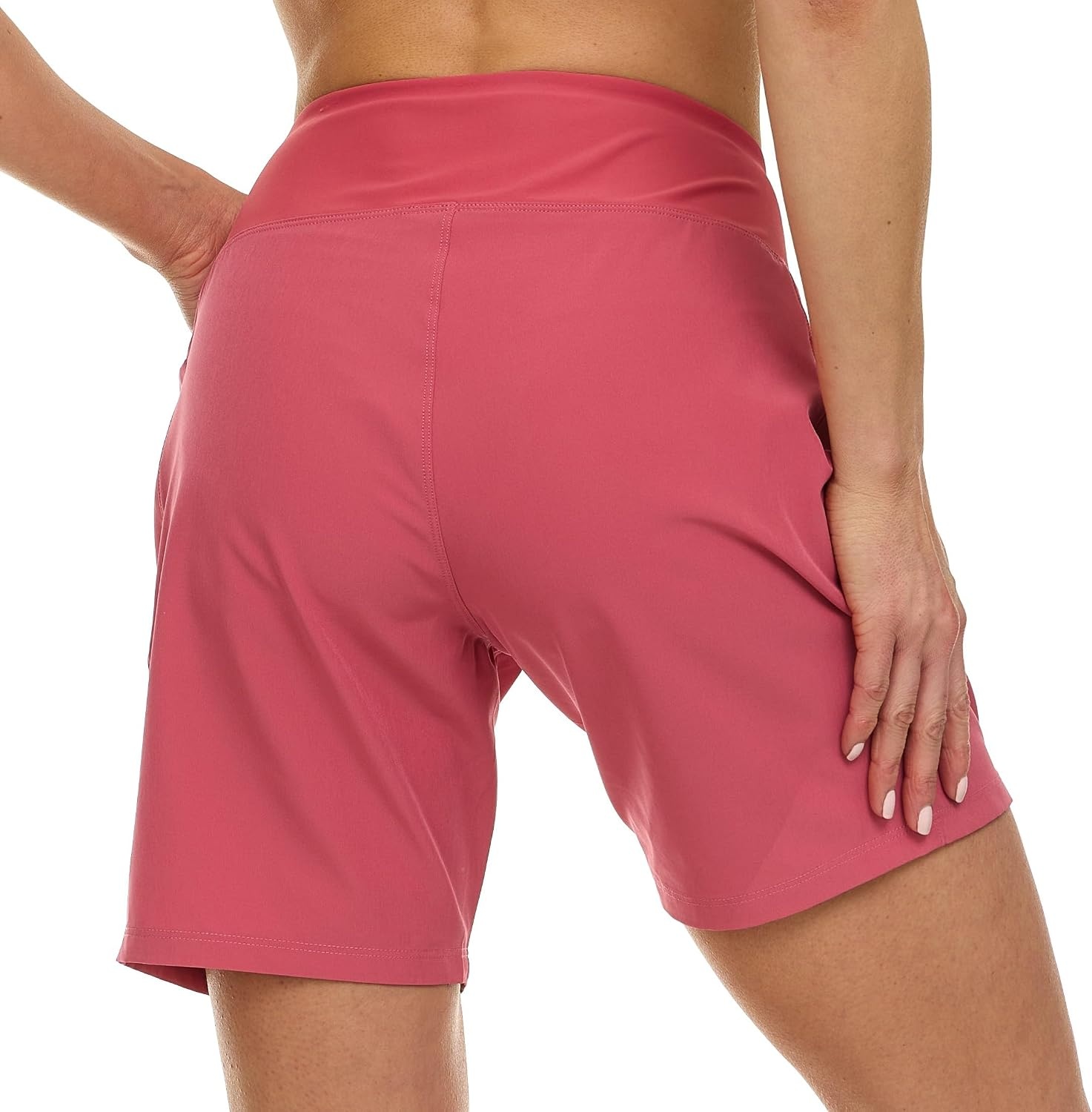 Hurley 5″/7″ High Waisted Swim Shorts Women, Board Shorts with Pockets & Inner Liner, Quick Dry Swim Trunk, UPF 50+(Cranberry)