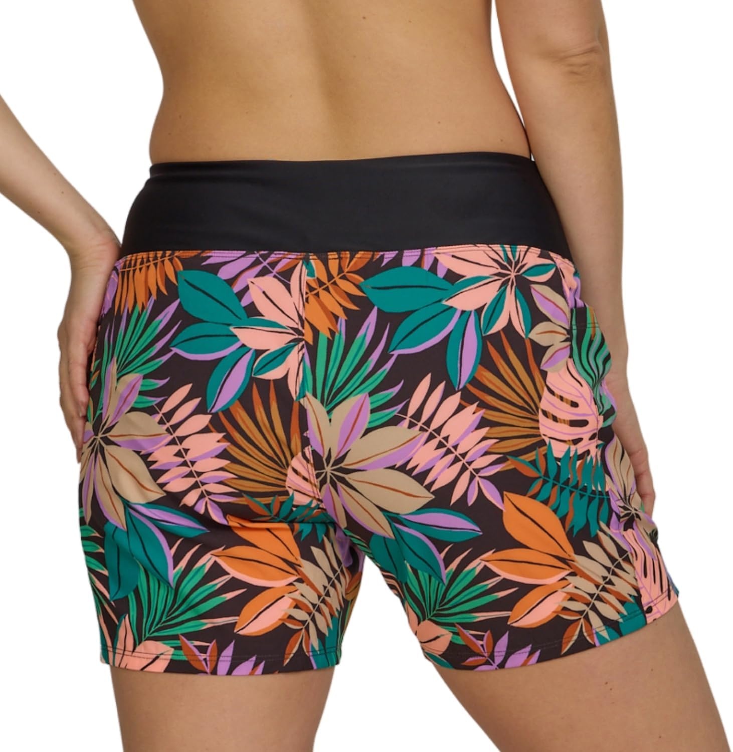 Hurley 5″/7″ High Waisted Swim Shorts Women, Board Shorts with Pockets & Inner Liner, Quick Dry Swim Trunk, UPF 50+(Kauaiwalk/Black)