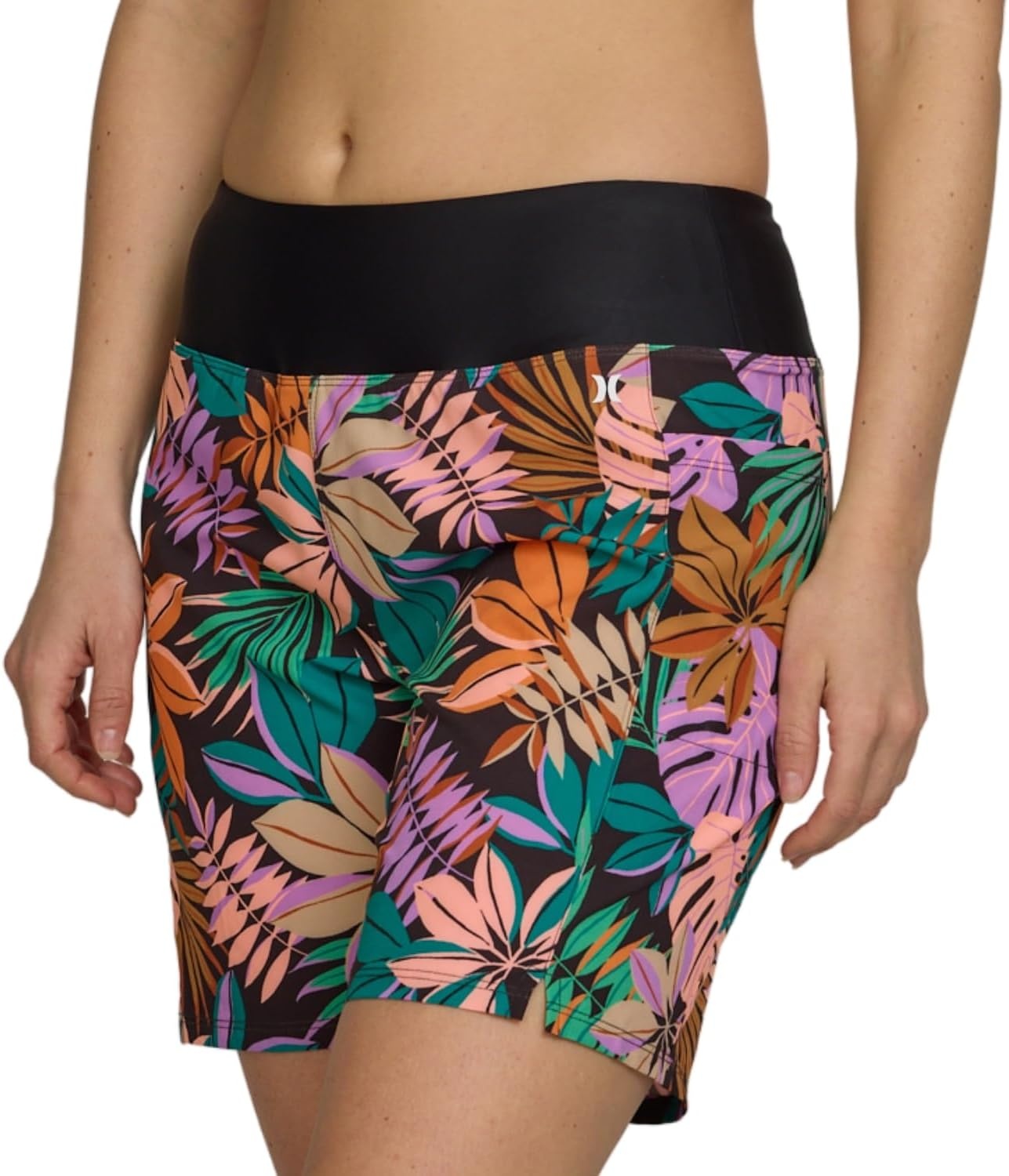 Hurley 5″/7″ High Waisted Swim Shorts Women, Board Shorts with Pockets & Inner Liner, Quick Dry Swim Trunk, UPF 50+(Kauaiwalk/Black)