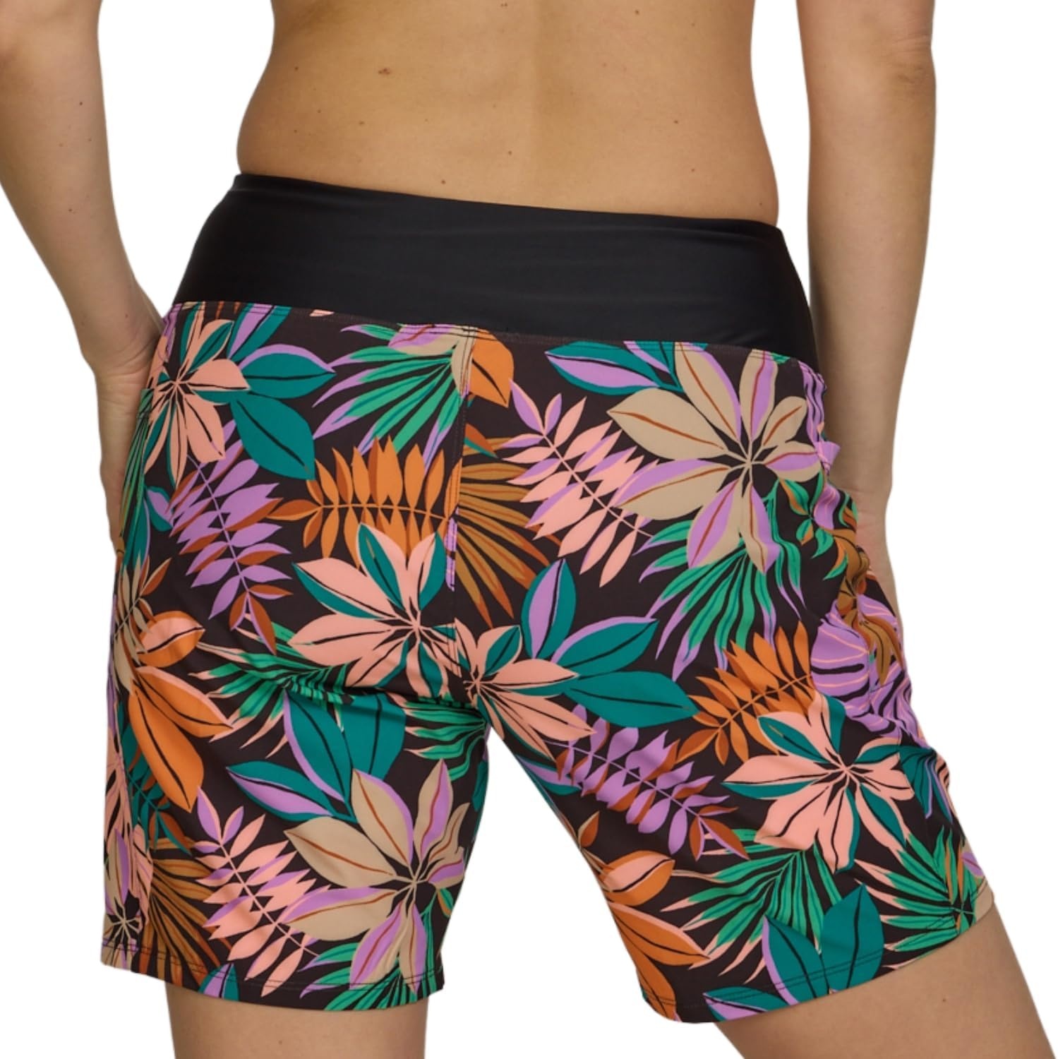 Hurley 5″/7″ High Waisted Swim Shorts Women, Board Shorts with Pockets & Inner Liner, Quick Dry Swim Trunk, UPF 50+(Kauaiwalk/Black)