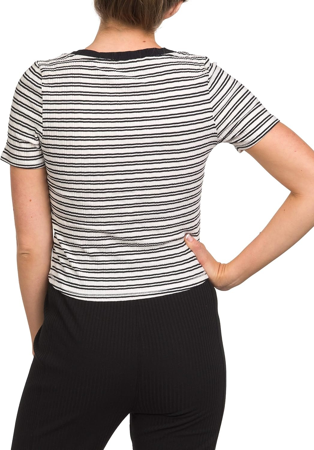 Hurley Womens Rib Short Sleeve Henley(Sail Joanna Stripe)