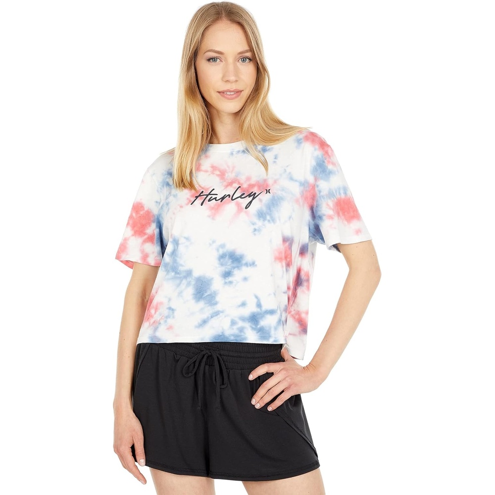 Hurley Womes Scripty Tie Dye Cropped Tee(Stellar)