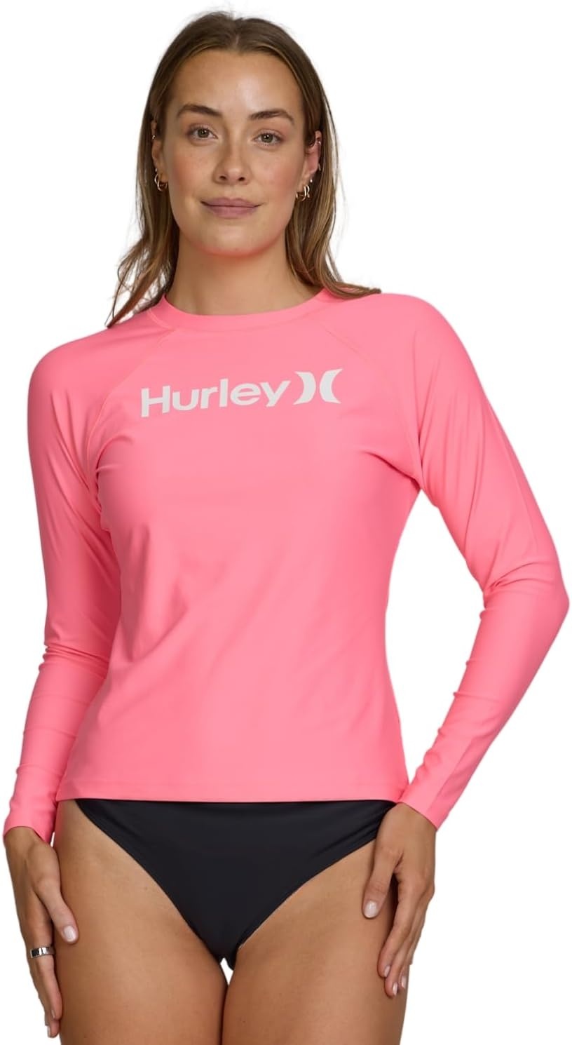 Hurley Rash Guard for Women, Womens Rash Guard Long Sleeve Shirts, Rashguard Swim Shirt Women UPF 50+ SPF & UV Protection(Zil Pink)