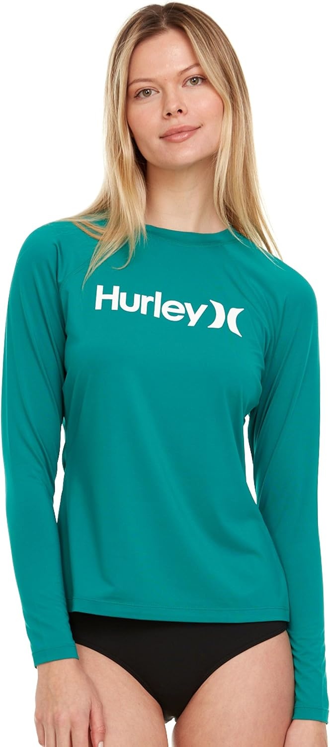 Hurley Rash Guard for Women, Womens Rash Guard Long Sleeve Shirts, Rashguard Swim Shirt Women UPF 50+ SPF & UV Protection(Emerald)