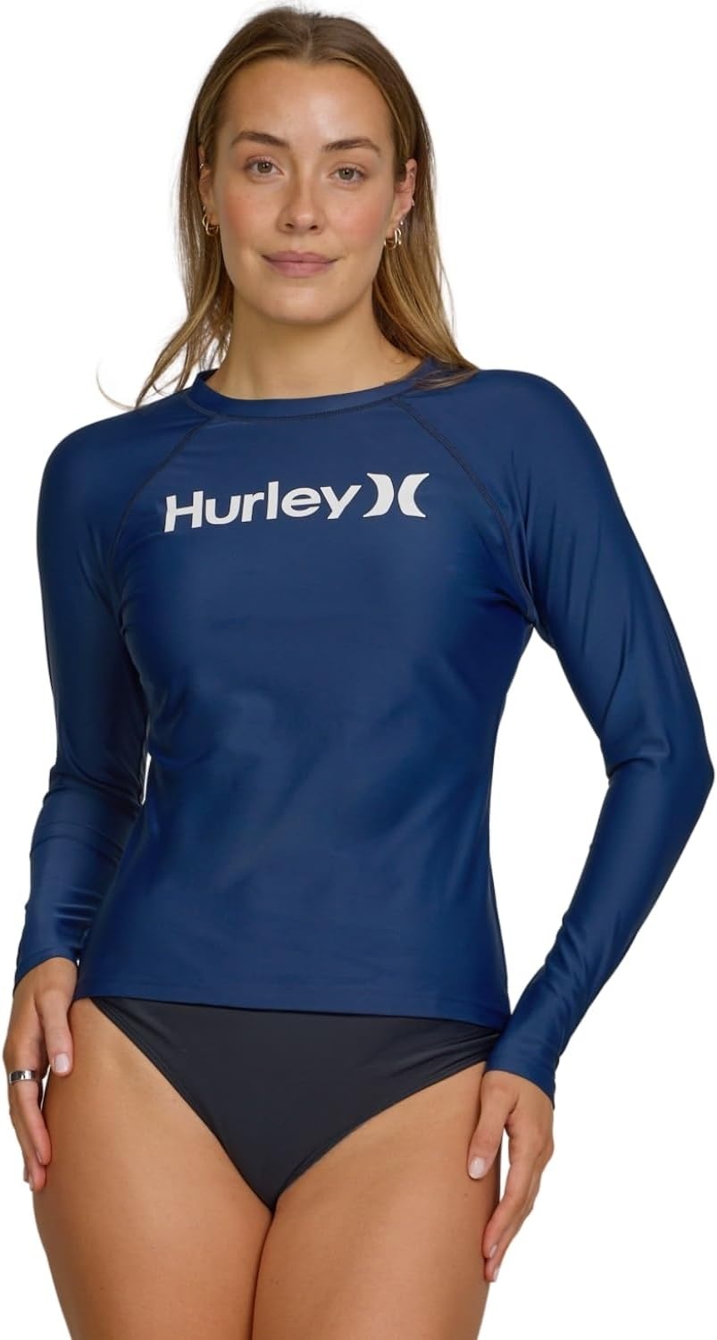 Hurley Rash Guard for Women, Womens Rash Guard Long Sleeve Shirts, Rashguard Swim Shirt Women UPF 50+ SPF & UV Protection(Blue Cove)