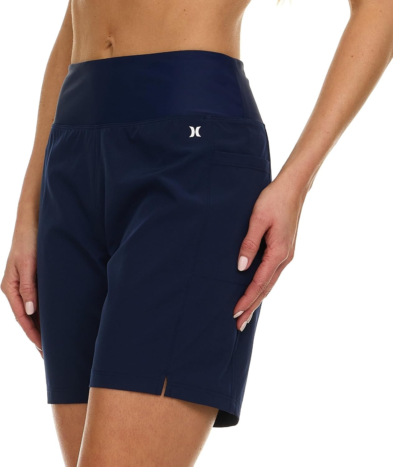 Hurley 5″/7″ High Waisted Swim Shorts Women, Board Shorts with Pockets & Inner Liner, Quick Dry Swim Trunk, UPF 50+(Navy)
