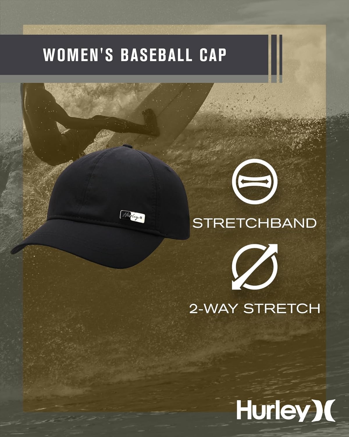 Hurley Women’s Baseball Cap – Casual Snap-Back Curved Trucker Hats for Women – Classic One Size Womens’ Trucker Baseball Hat(Black)