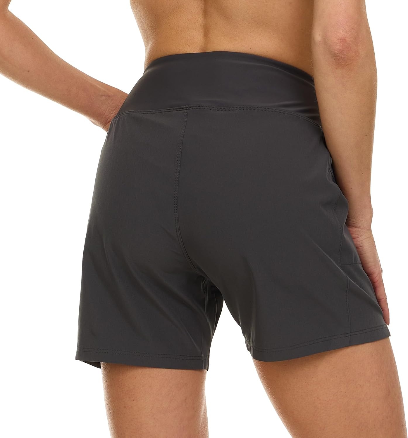 Hurley 5″/7″ High Waisted Swim Shorts Women, Board Shorts with Pockets & Inner Liner, Quick Dry Swim Trunk, UPF 50+(Charcoal)