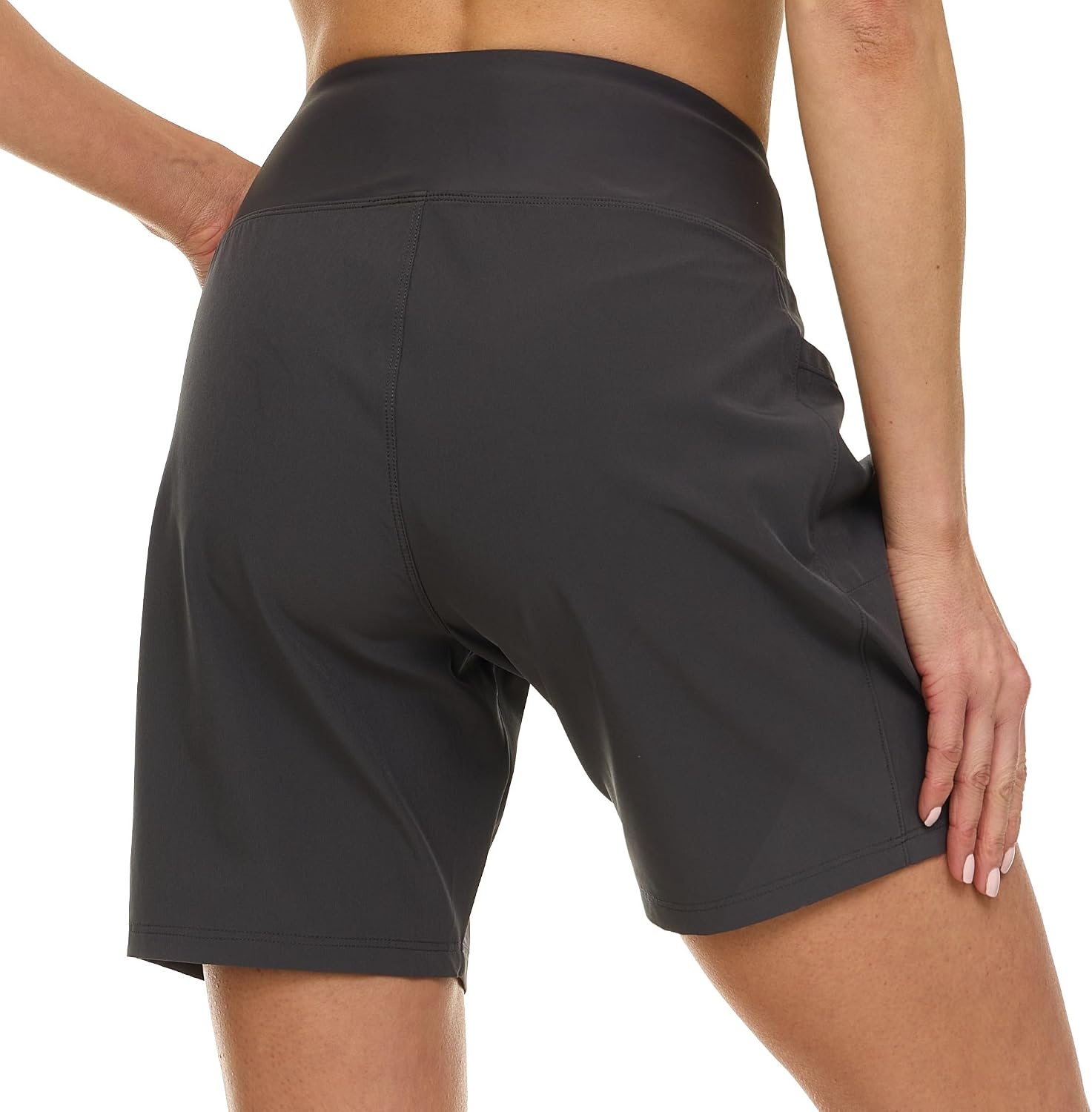 Hurley 5″/7″ High Waisted Swim Shorts Women, Board Shorts with Pockets & Inner Liner, Quick Dry Swim Trunk, UPF 50+(Charcoal)