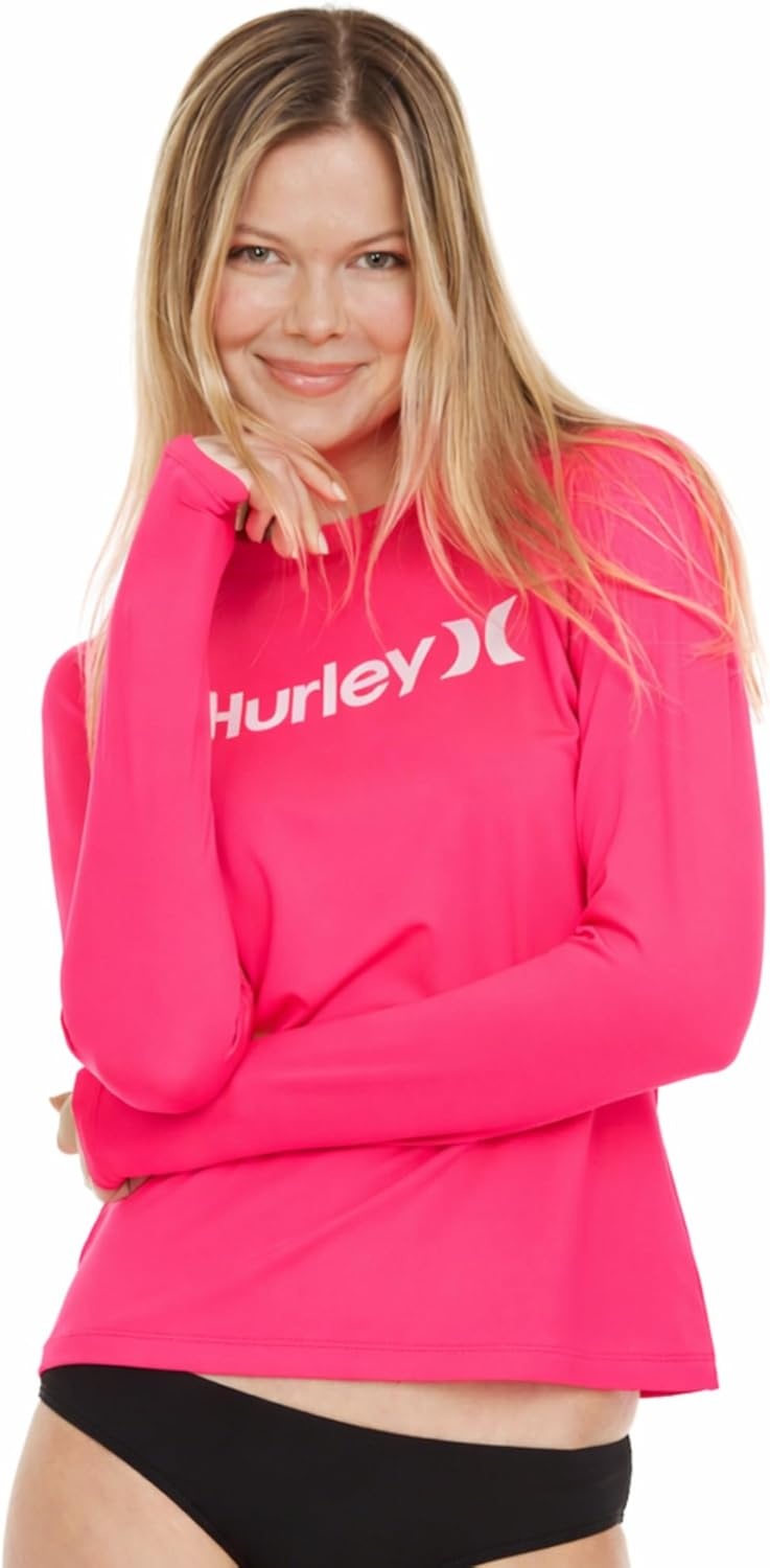 Hurley Rash Guard for Women, Womens Rash Guard Long Sleeve Shirts, Rashguard Swim Shirt Women UPF 50+ SPF & UV Protection(Melon)