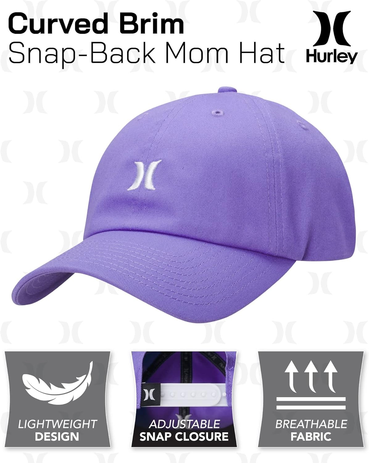 Hurley Women’s Baseball Cap – Curved Brim Mom Iconic Trucker Hats for Women(Barely Grape)