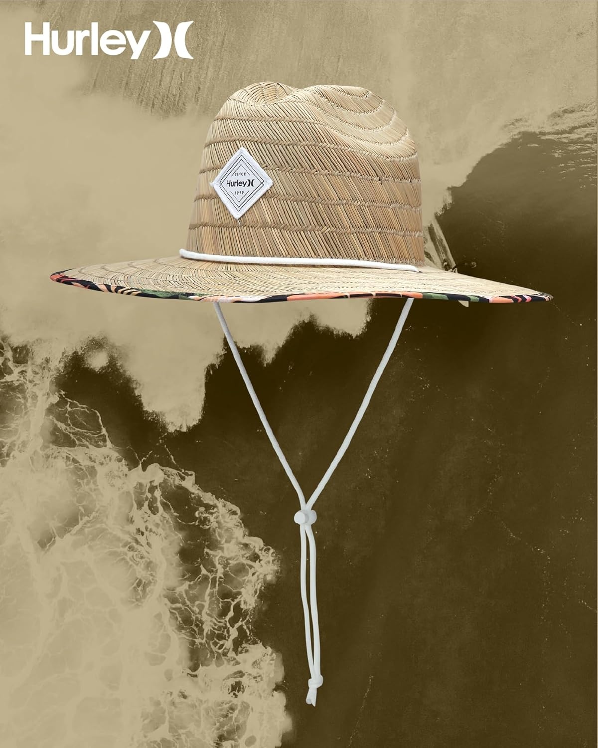 Hurley Women’s Straw Hat – Diamond Lifeguard Straw Sun Hat(Black/Orchid)