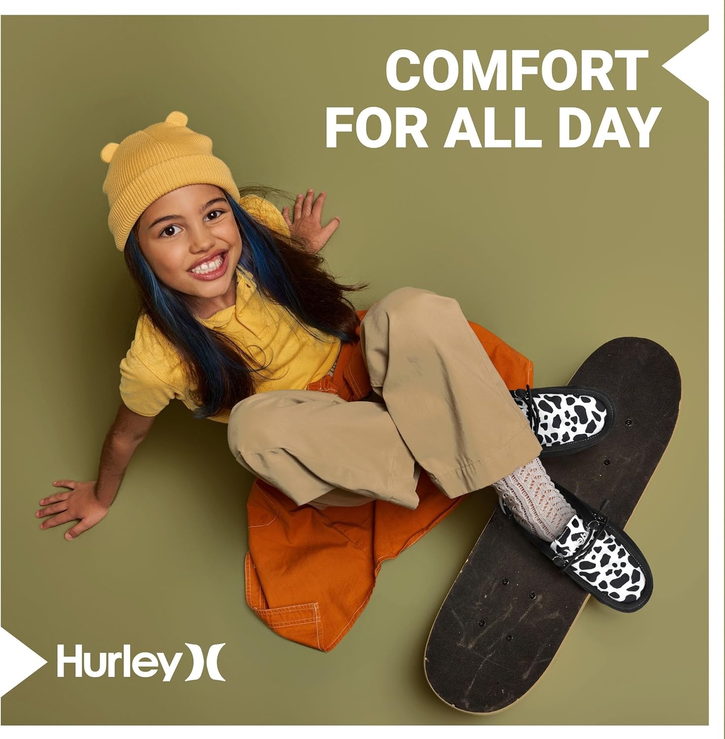 Hurley Kids Elastic Lace Loafers, Canvas Shoes for Boys & Girls – Comfortable, Durable, Stylish – Kid’s Fashion Sneakers, Wide Toe Shoes for Everyday Wear(Black Cow)