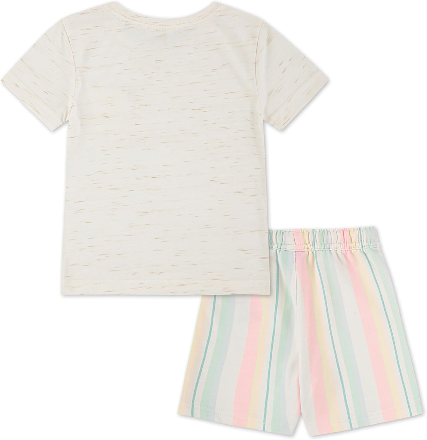 Hurley Baby and Toddler Boys’ Soft Basic Cloud Slub T-Shirt and Shorts 2-Piece Outfit Set(Pale Ivory/Multi Stripe)