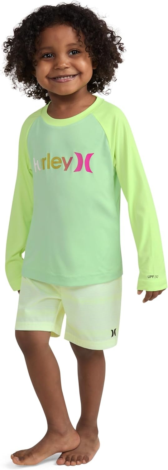 Hurley Boys’ Baby and Toddler Boys’ Swim Suit 2-piece Outfit Set(Digi Lemon)