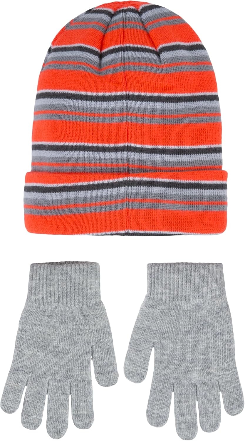 Hurley Kids’ Beanie and Glove Set(Crimson Striped)
