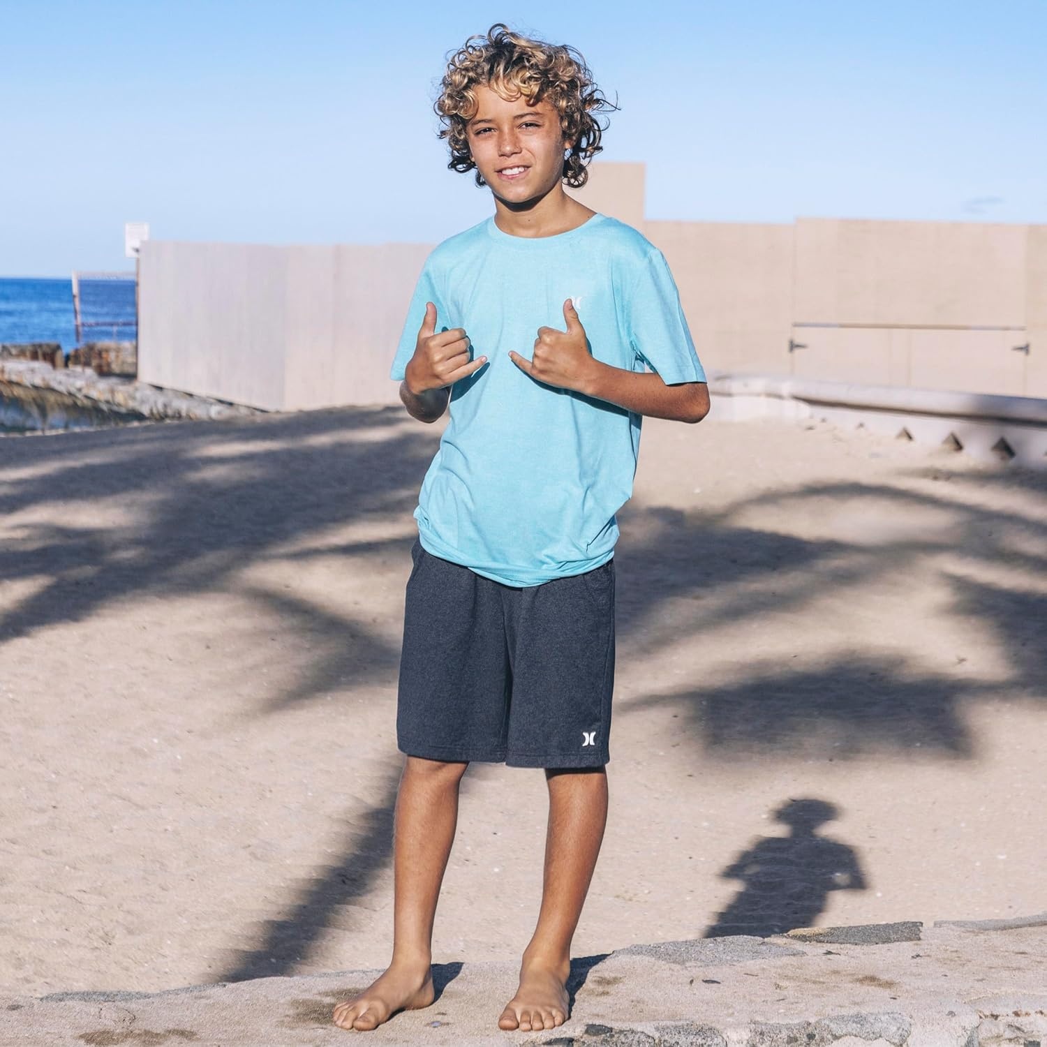 Hurley Boys’ Soft Basic Pull on Shorts(Black Heather)