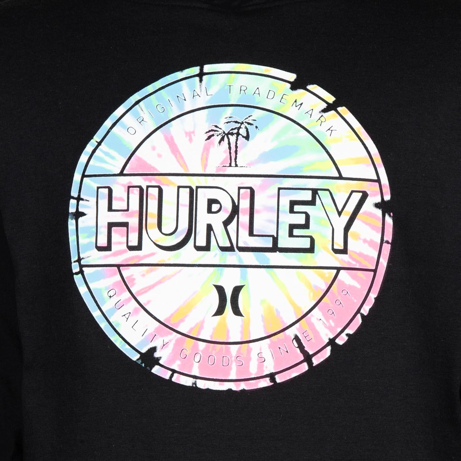 Hurley boys Long Sleeve Hooded Graphic T-shirt(Black/Multi Tie Dye)