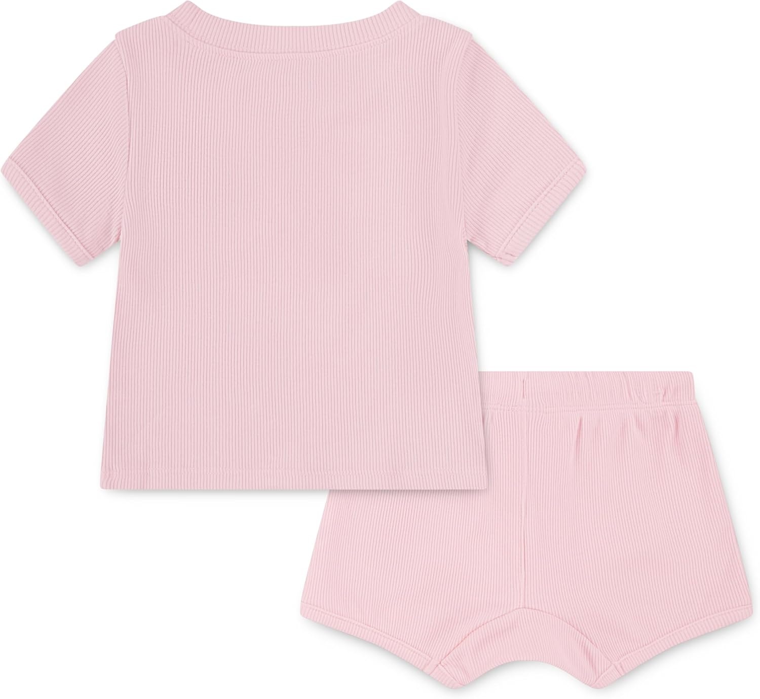 Hurley Baby Boys’ And Toddler Rib Knit T-shirt and Shorts 2-piece Outfit Set(Sunkissed Melon)