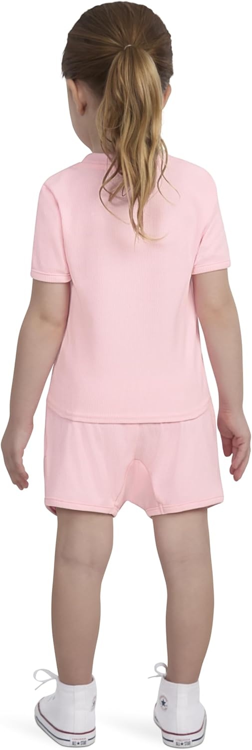 Hurley Baby Boys’ And Toddler Rib Knit T-shirt and Shorts 2-piece Outfit Set(Sunkissed Melon)